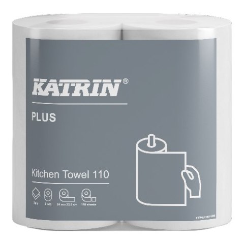 Ręczniki kuchenne KATRIN PLUS Kitchen 89673 (2 rolki) białe, 2W, 110 listków, 24metry Katrin