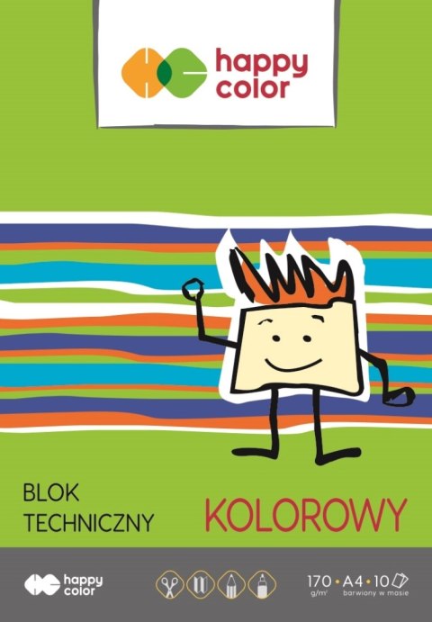 Blok techniczny kolorowy A4, 170g, 10 ark, Happy Color HA 3550 2030-09 Happy Color