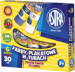 Farby plakatowe Astra 6 kolorów - tuba 30 ml, 83119900 Astra