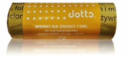 Worki na śmieci 120l 10szt., DOTTS, do segregacji plastiku, NADRUK, mocne (LDPE), 31mic., żółte Dotts