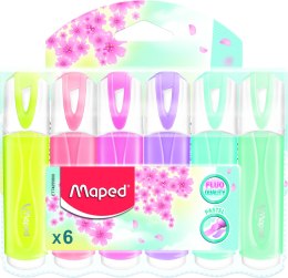 Zakreślacz FLUO PEPS pastel mix kolor. 6 szt etui pud.z zaw. 742558 MAPED Maped