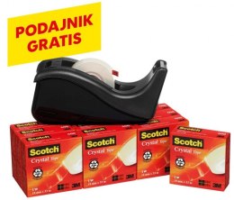 Taśma biurowa SCOTCH_ Crystal (6-1933R10TPC), 19mm, 33m, 10szt., podajnik C-60 GRATIS Scotch 3M