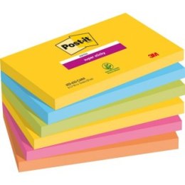 Bloczek samoprzylepny POST-IT Super sticky, 127x76mm, 6x90 kart., CARNIVAL Post-It 3M