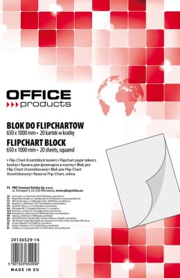 Blok do flipchartów , kratka, 65x100cm, 20 kart., biały, typu OFFICE PRODUCTS 20136529-14 Office Products