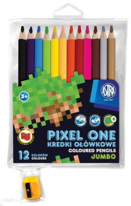 Kredki ołówkowe jumbo okrągłe Pixel One 12 kolorów + temperówka ASTRA, 312221005 Astra