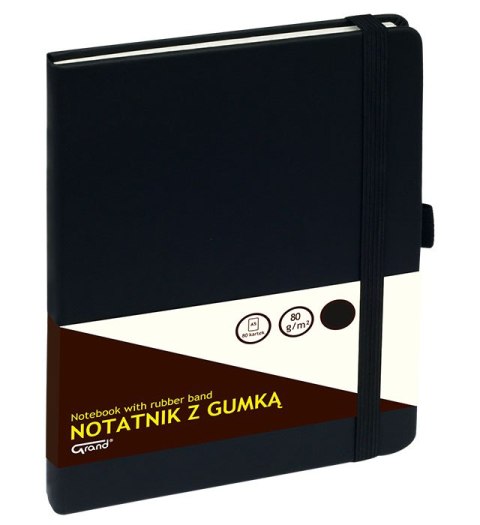Notatnik GRAND z gumką A5/80 kartek, 80g/kratka, okładka czarna, 150-1381 Grand Notatnik GRAND z gumką A5/80 kartek, 80g/kratka, okładka czarna, 150-1381 Grand