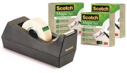 Taśma biurowa SCOTCH Magic Greener Choice (9-1933R3C38), matowa, 19mm, 33m, 3szt., podajnik C-38 GRATIS (X) Scotch 3M