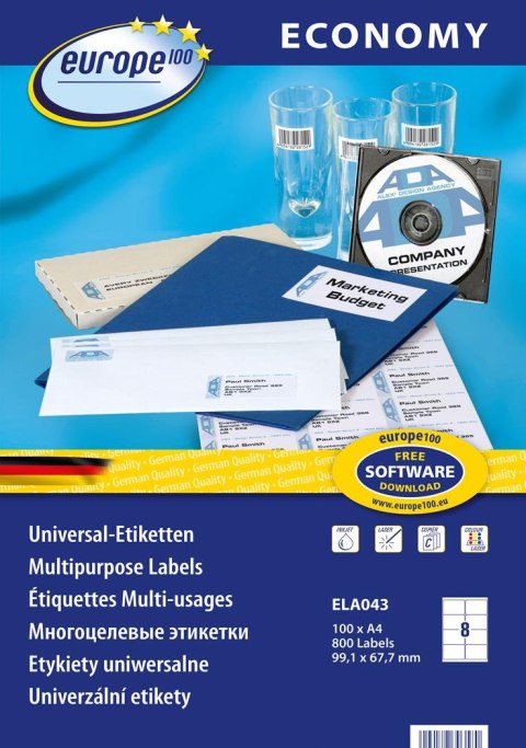 Etykiety uniwersalne ELA043 99,1 x 67,7 100 ark Economy Europe100 by Avery Zweckform Avery Zweckform Etykiety uniwersalne ELA043 99,1 x 67,7 100 ark Economy Europe100 by Avery Zweckform Avery Zweckform