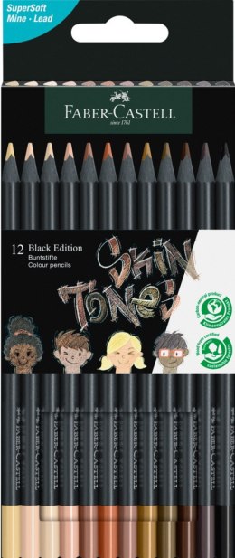 Kredki trójkątne BLACK EDITION 12 kolorów w odcieniach skóry FABER-CASTELL 116414 FC Faber-Castell