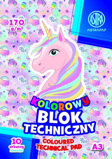 Blok kolorowy barwiony w masie ASTRAPAP A3 170g 10 ark BS&Unicorn, 106021008 Astra