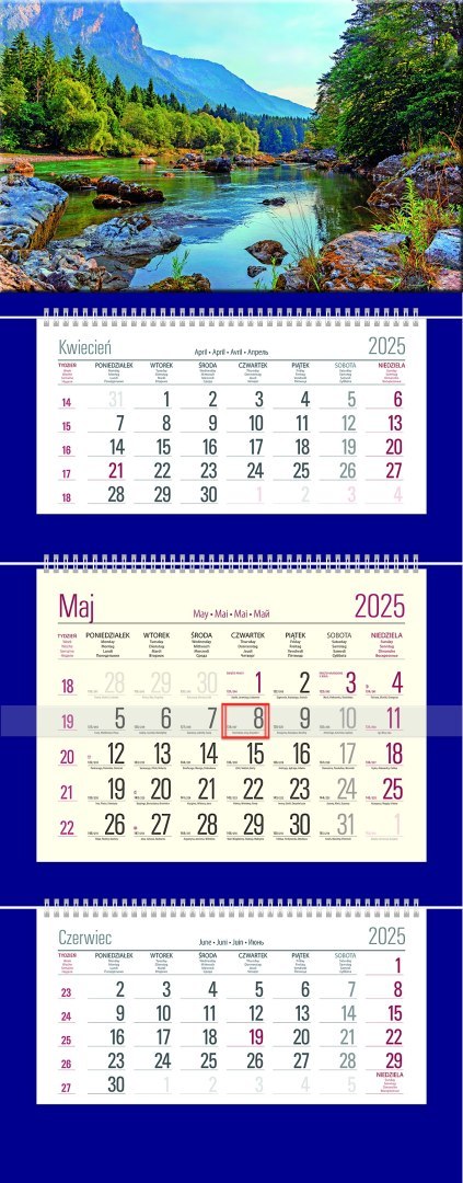 Kalendarz Trójdzielny z główką (T07) RZEKA - granat 2025 TELEGRAPH TELEGRAPH Kalendarz Trójdzielny z główką (T07) RZEKA - granat 2025 TELEGRAPH TELEGRAPH