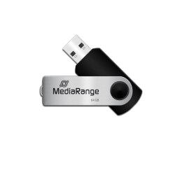 Pamięć Pendrive MediaRange 64GB USB 2.0, obracany, srebrno-czarny, MR912 Kingston