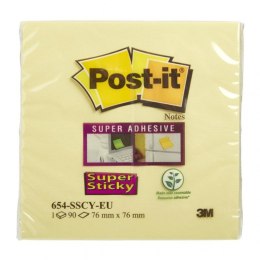 Bloczek 3M POST-IT 76x76mm żółty 90k Super Sticky (654)70005197911 Post-It 3M