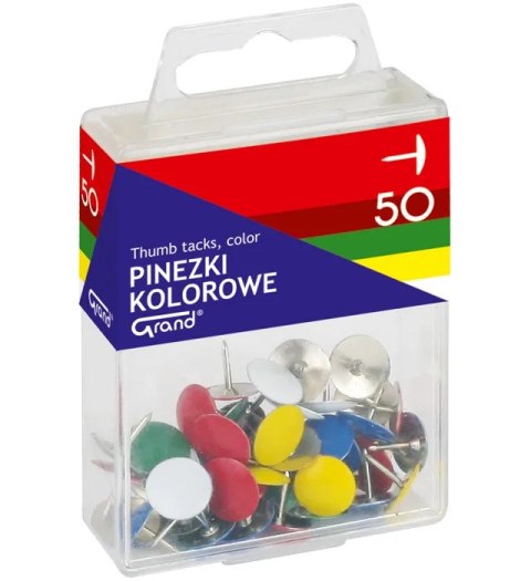 Pinezki kolorowe GRAND 50szt.T4 110-1115 Grand Pinezki kolorowe GRAND 50szt.T4 110-1115 Grand