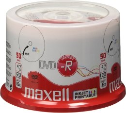 Płyta MAXELL DVD-R 4.7GB 16x, (50szt) PRINTABLE, white, do nadruku, cake 275701 Maxell