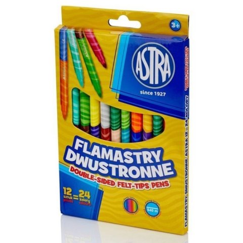 Flamastry dwustronne Astra 12 sztuk = 24 kolory, 314118001 Astra