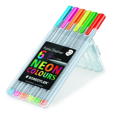 Cienkopis triplus, trójkątny, 0.3 mm, 6 kol. NEON w etui box, Staedtler S 334 SB6CS3 Staedtler Cienkopis triplus, trójkątny, 0.3 mm, 6 kol. NEON w etui box, Staedtler S 334 SB6CS3 Staedtler