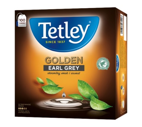 Herbata TETLEY GOLDEN EARL GREY czarna 100 saszetek z zawieszką Tetley