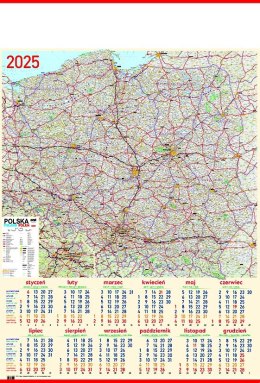 Kalendarz Plakatowy B-1, P20 - MAPA 2025 TELEGRAPH Telegraph