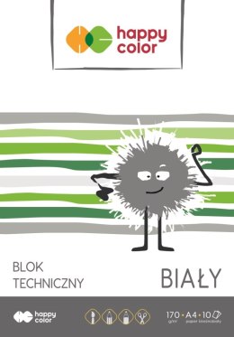 Blok techniczny biały A4, 170g, 10 ark, Happy Color HA 3550 2030-0 Happy Color