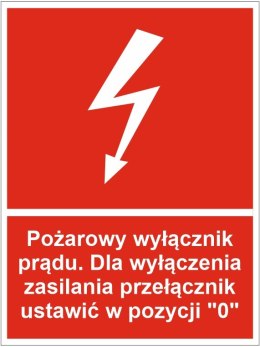 Naklejka Przeciwpożarowy wyłącznik prądu Reis