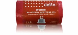 Worki na odpady MEDYCZNE 35l 25szt., DOTTS, bardzo mocne (LDPE), 32mic czerwone Dotts