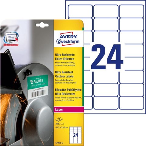 Etykiety UltraResistant L7912-10 63,5x33,9 10ark polietylenowe Avery Zweckform Avery Zweckform