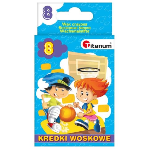 Kredki świecowe 8 kolorów wytrzymałe EN71 bezpieczne dla dzieci 2108D/62868 TITANUM Titanum