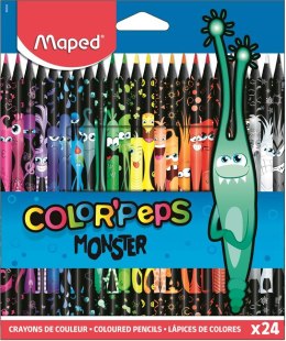 Kredki w czarnej ob. trójkątne 24 szt. COLORPEPS MONSTER 862624 MAPED Maped