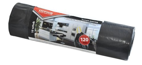 Worki na śmieci domowe z taśmą , super mocne (LDPE), 120l, 10szt., czarne, typu OFFICE PRODUCTS 22023232-05 Office Product