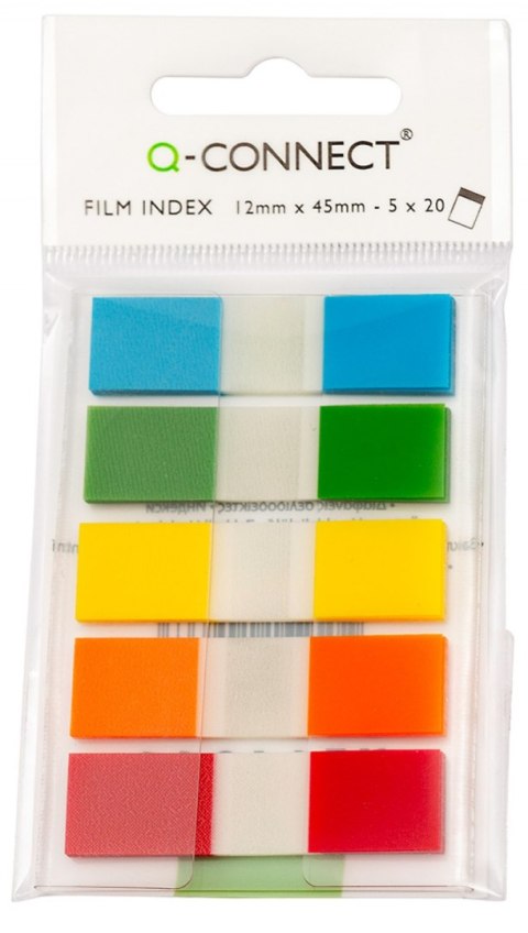 ZAKŁADKI INDEKSUJĄCE Q-CONNECT, PP, 12X45MM, 100 KART., ZAWIESZKA, MIX KOLORÓW KF14966 Q-CONNECT