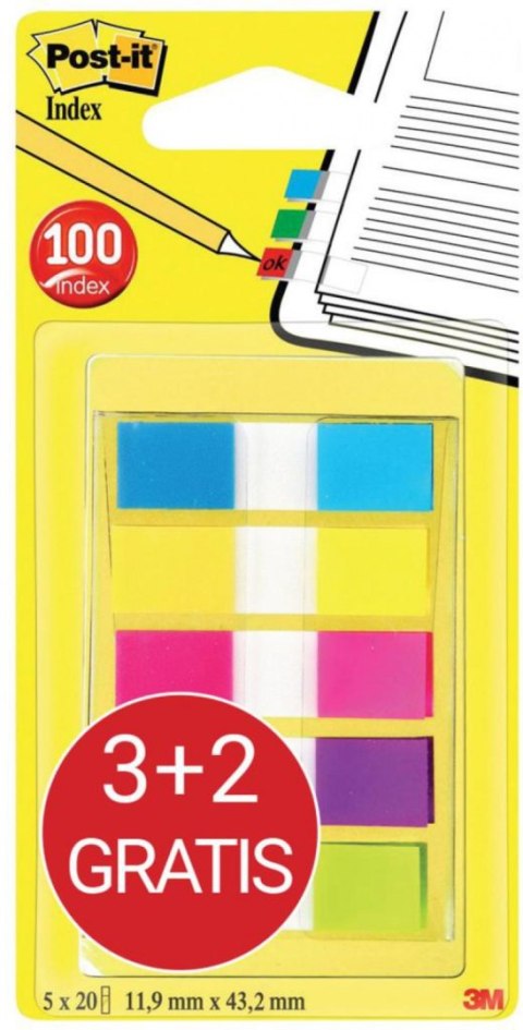 Zakładki indeksujące POST-IT_ (683-5CBP), 11,9mmx43,1mm, 3x20+2x20, mix kolorów Post-It 3M
