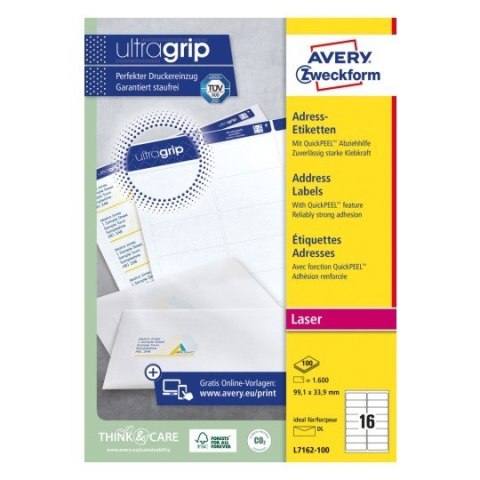 Etykiety adresowe L7162-100 99,1 x 33,9 100 ark. Avery Zweckform Avery Zweckform