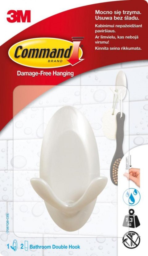 Hak łazienkowy COMMAND_ (17087QB), podwójny, duży, biały Command 3M