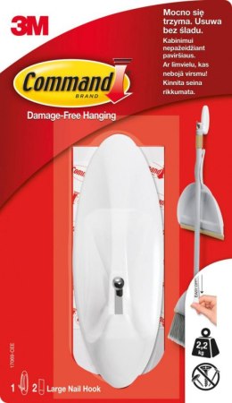 Hak wielokrotnego użytku COMMAND_ (17069 PL), z metalowym uchwytem, duży, biały Command-3M