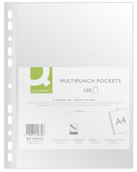 Koszulka na dok. PP Q-CONNECT 40 mikr. groszkowa A4/100szt. transp. KF15632 Q-Connect