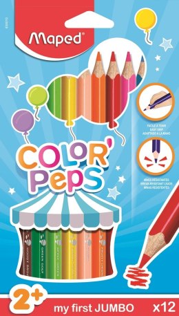 Kredki trójkątne MAPED COLORPEPS JUMBO TRÓJKĄTNE 12kolorów 834010 Maped