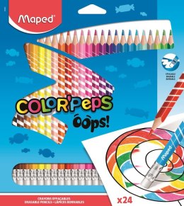 Kredki trójkątne ścieralne z gumką COLORPAPS OOPS 24 szt. 832824 MAPED Maped