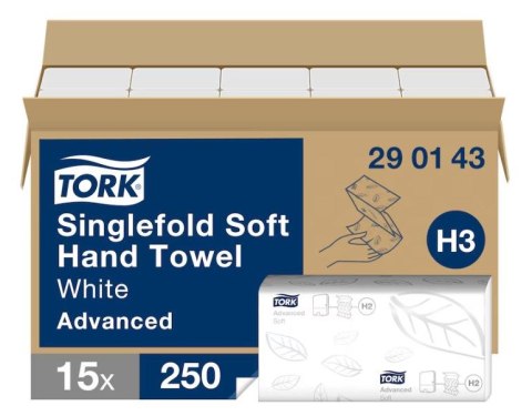 Ręcznik składny Universal ZZ biały 2 warstwy 3750 szt./kart H3 TORK 290143, 15x250 Tork