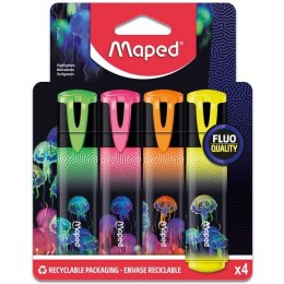 Zakreślacz Deepsea Fluo 4 sztuki kartonowe etui Maped 740710 Maped