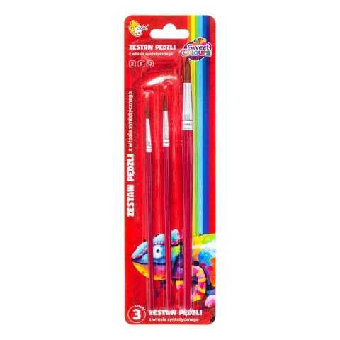 Zestaw pędzli 3 sztuki z włosia syntetycznego nr: 2,6,12 Sweet Colours 60768 OTOCKI Otocki