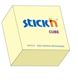 Bloczek STICKN 76x76mm 400k żółty pastelowy 21072 StickN