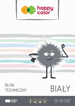 Blok techniczny biały A3, 170g, 10 ark, Happy Color HA 3550 3040-0 Happy Color