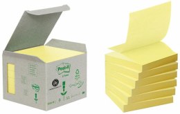 Ekologiczne karteczki samoprzylepne R330-1B Post-it_ Z-Notes z certyfikatem PEFC Recycled, Żółte, 76x76mm, 6 bloczków po 100 kar Post-It 3M