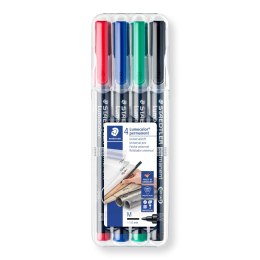 Foliopis Lumocolor, M, wodoodporny, zestaw 4 kol. (2, 3, 5, 9) w etui box, Staedtler S 317 WP4 Staedtler