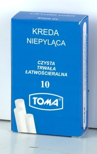 Kreda szkolna niepyląca biała - opakowanie 10 pałeczek biały TO-81200 Toma Toma