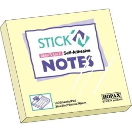 Notes samoprzylepne 76x76 żółty pastel STICK`N 100k. 21007 StickN