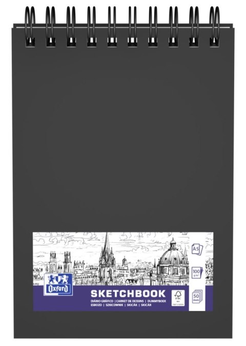 Szkicownik SKETCHBOOK podwójna spirala A5 50k 100g czarny 400152644 OXFORD Oxford