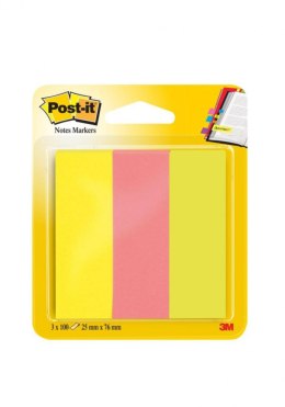 Zakładki indeksujące POST-IT (671/3), papier, 26x76mm, 3x100 kart., mix kolorów Post-It 3M