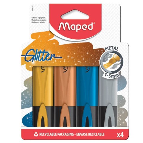 Zakreslacz Fluo Peps metaliczny brokat 4 szt etui 742000 Maped Zakreslacz Fluo Peps metaliczny brokat 4 szt etui 742000 Maped